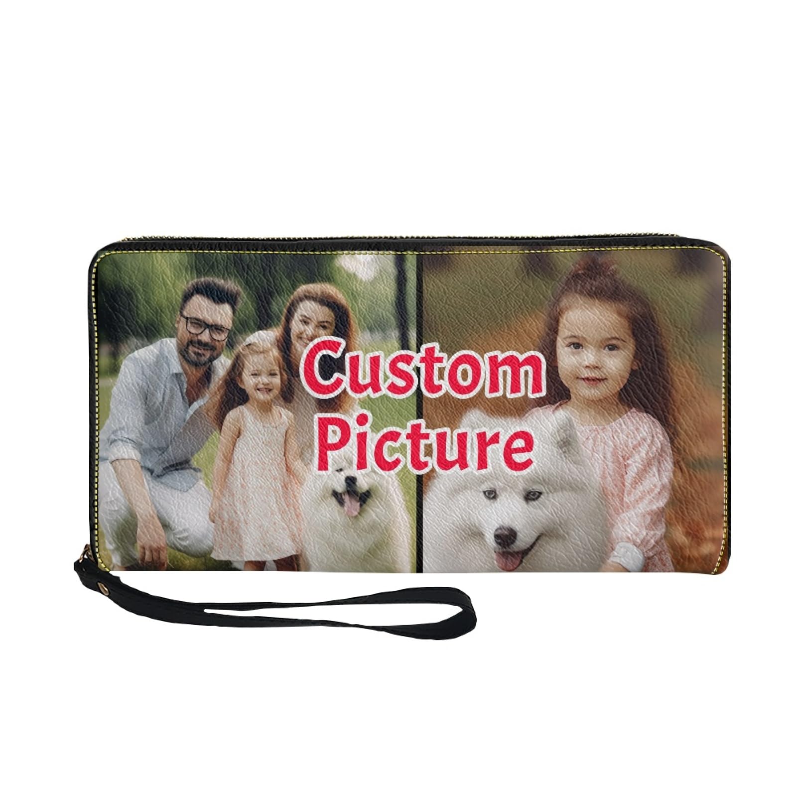 TuoxiukanCustom Wallets For Women, Personalized Mom's Gifts, Customized Purse Wallets with Picture Text Zipper Long Wallet Purse Phone Case Cash Coin Organizer Pouch Gifts for Wife Girlfriend