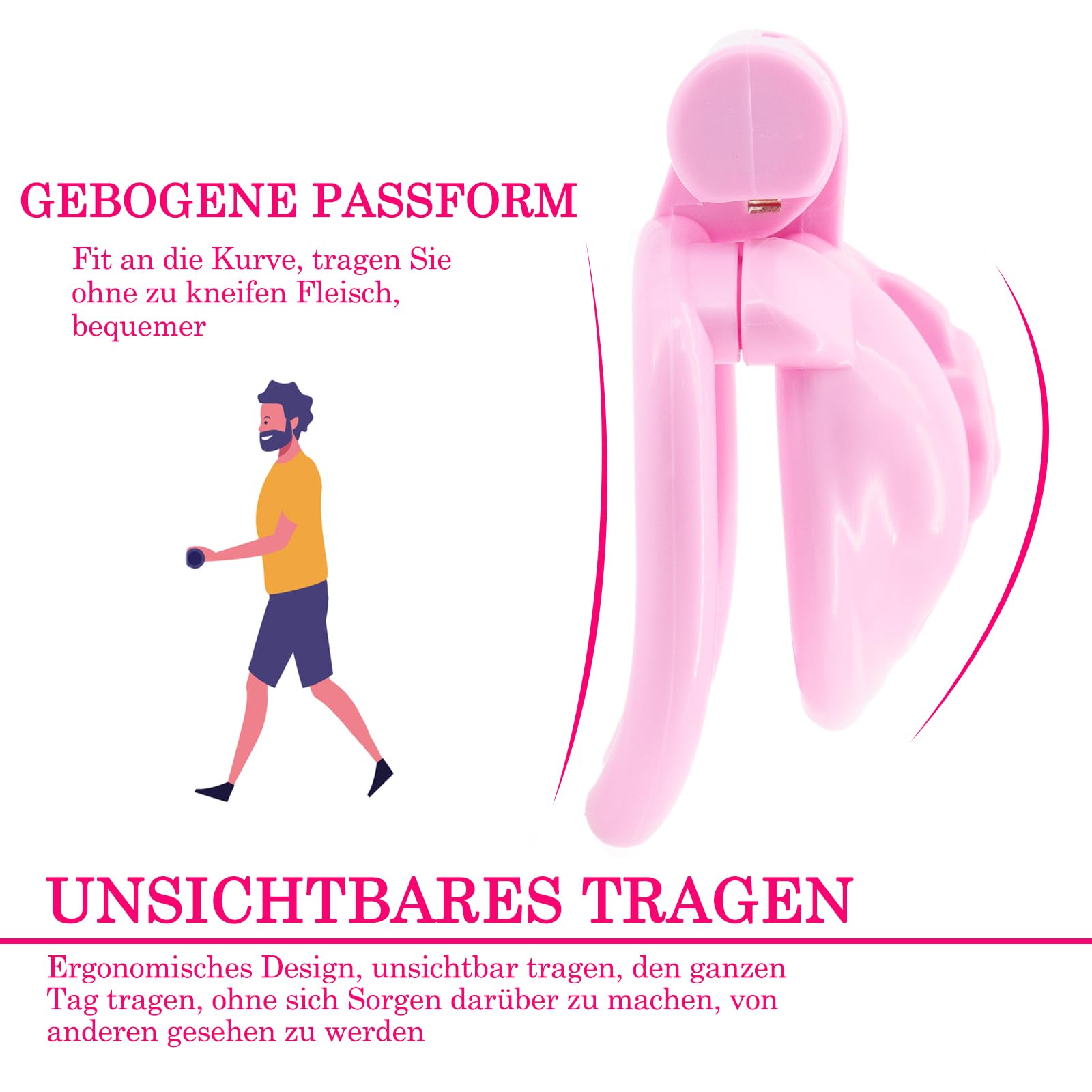 BDSMYEE Chastity cage con 4 Anelli per il Pene Rimovibili, gabbia castità per uomo sissy, Gabbie per Pene cock cage Sex Toys per Prevenire L'erezione (Rosa)