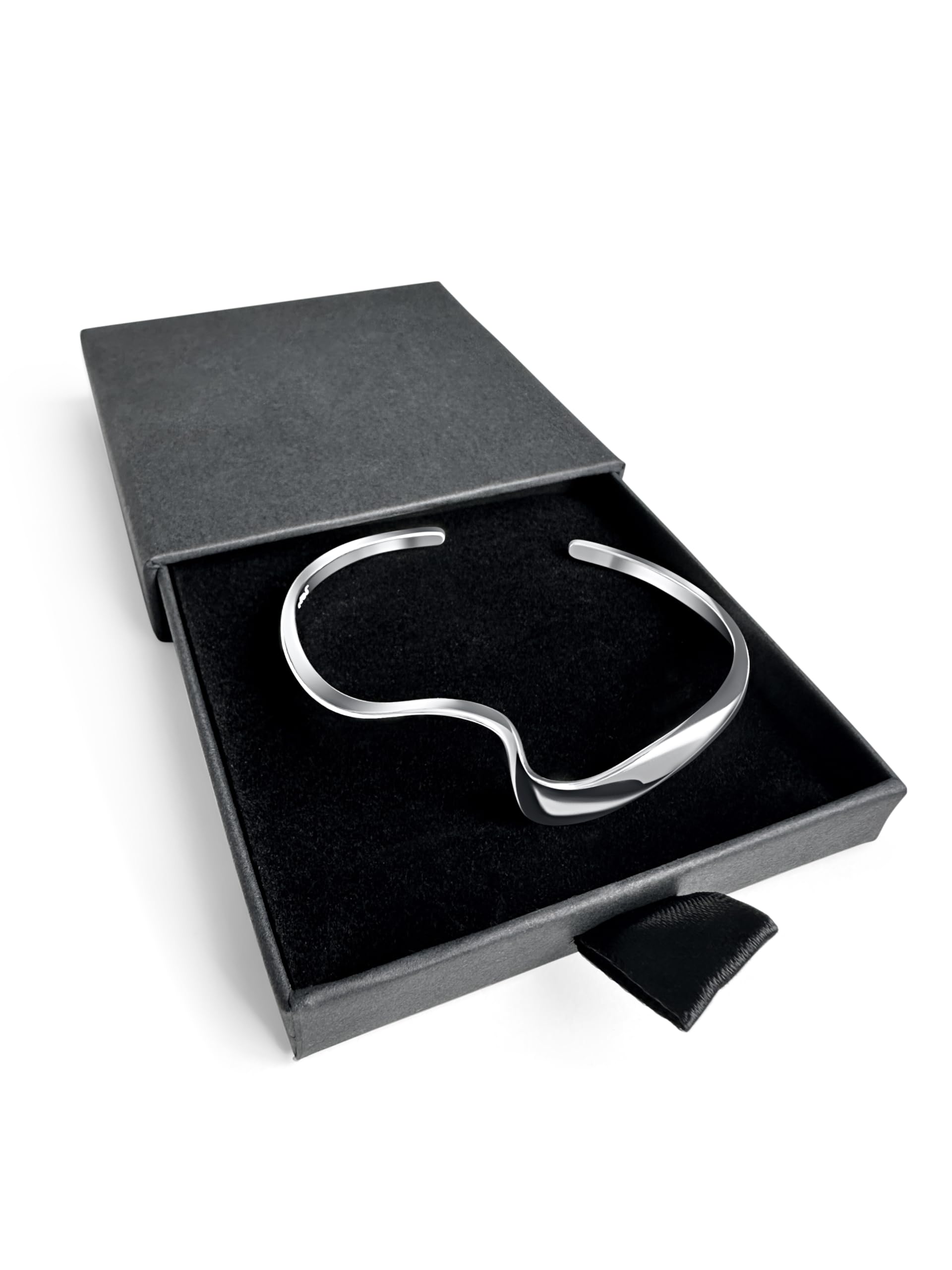 Bracciale rigido da donna in argento Sterling 925, regolabile, in confezione regalo