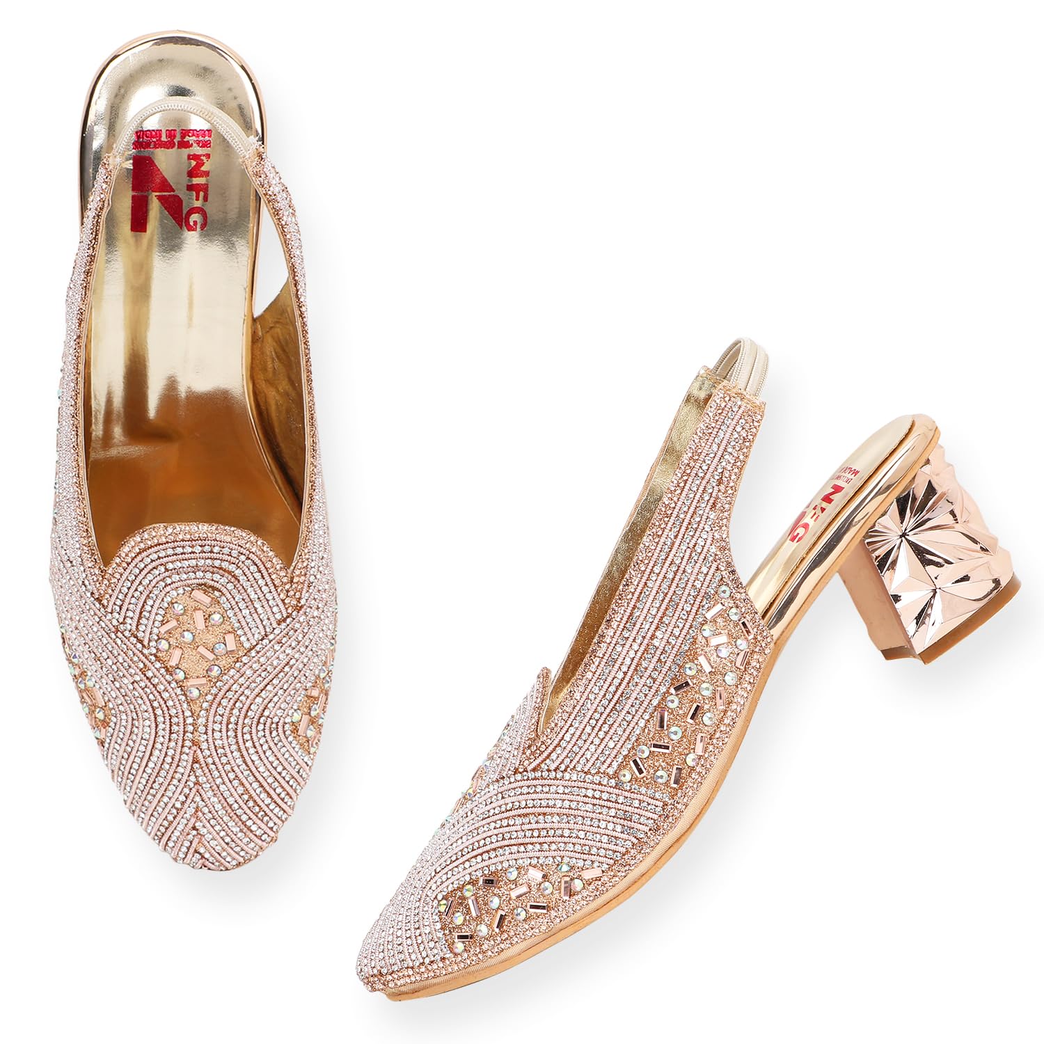 NFG Womens Slingback Embellished Fashion Sandal For Party, Weddings & Festive Seasons (Rose Gold, 7) (B0CLS976LS) Amazon Price History, Amazon Price Tracker