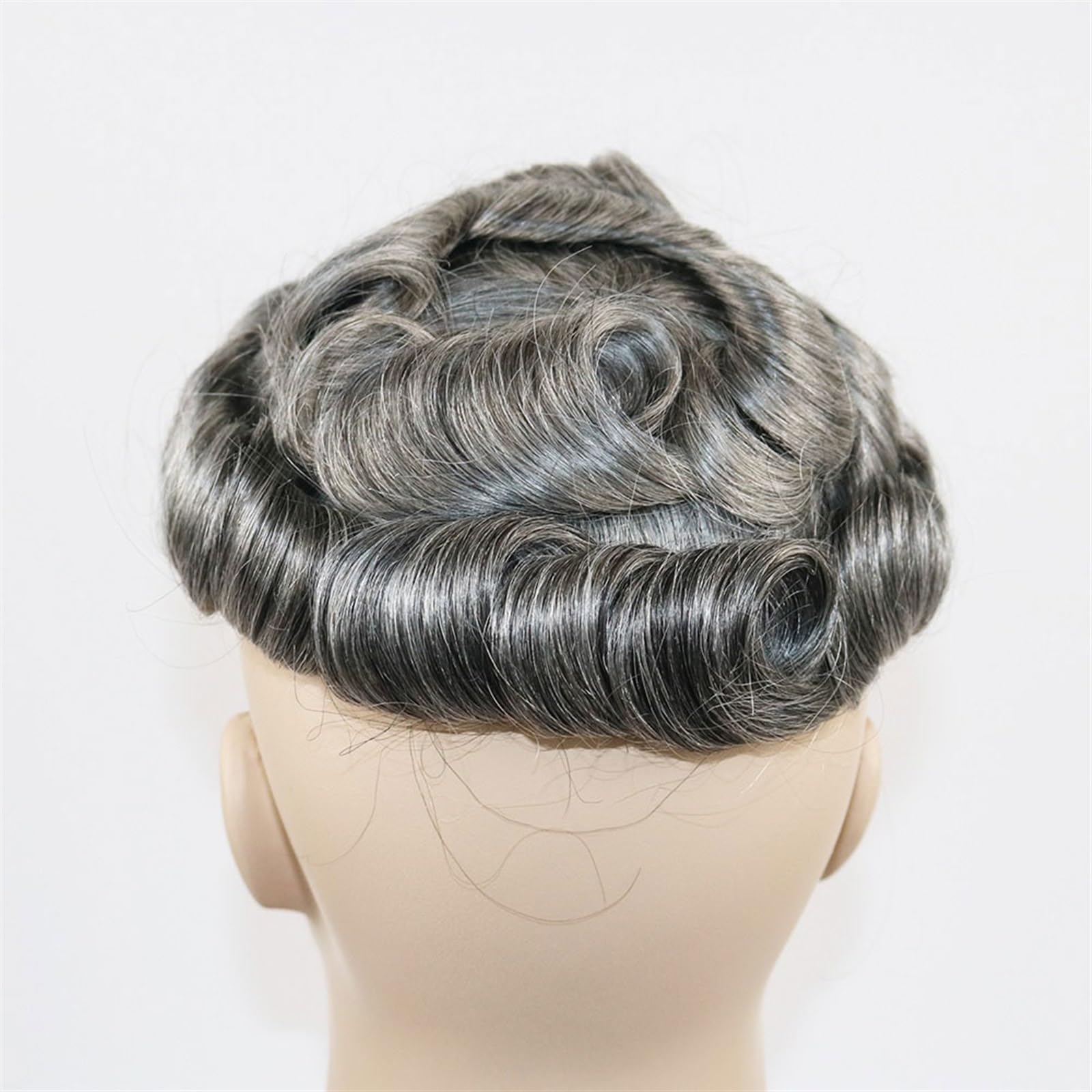 Tupecik męski Remy Human Hair Man Wig Grey Mix Black Color Durable 0.06-0.08mm Thin Skin ToupeeFull PU Hairpiece Unit Replacement Treski(1B80#)