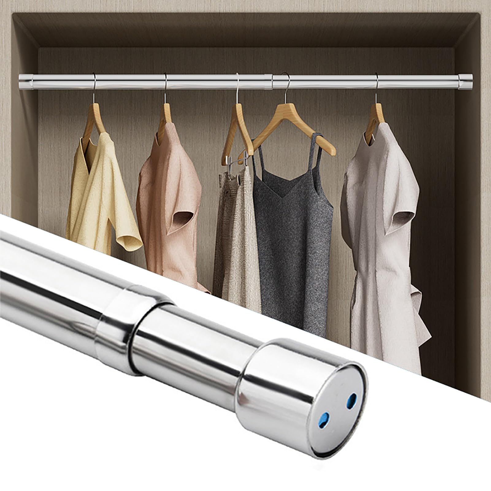 HADECOLL Adjustable Tension Rod For Wardrobes, Durable Extender Clothes Hanger Bar, Expandable Closet Organizer Rack