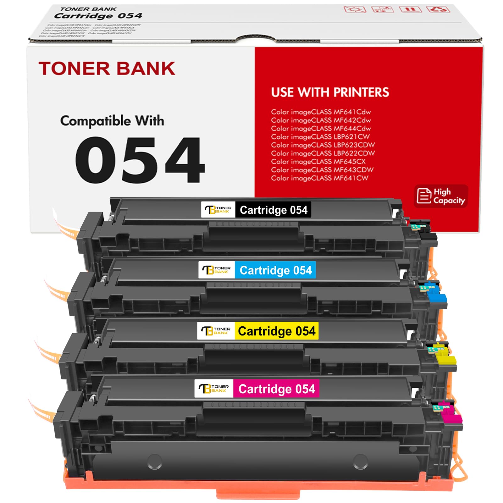 054 Toner Cartridge Set 054H MF644Cdw MF642Cdw Compatible for Canon 054 054H CRG-054 Color ImageCLASS MF644Cdw MF642Cdw LBP622Cdw MF641Cw MF640C LBP620C Printer Ink (Black Cyan Magenta Yellow, 4-Pack)