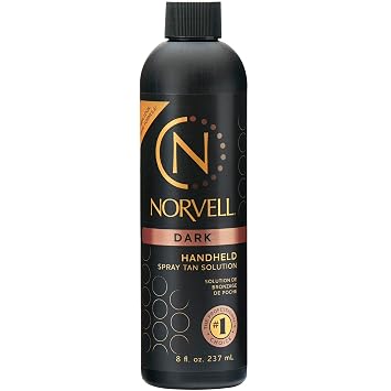 Norvell Premium Spray Tan Solution Dark 8 fl oz Professional Sunless Tanning Formula for Deep Natural Bronze, Streak Free, Fast Drying, Long Lasting Color