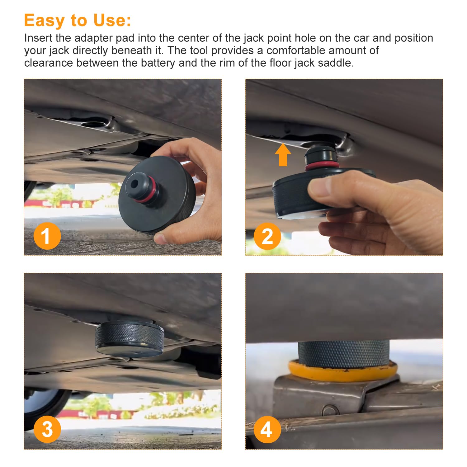 4 Pezzi Tampone in Gomma per Cric Compatibile con Tesla Model 3/Y/X/S, Jack Pad con Scatola di Immagazzinaggio, Tampone Sollevamento, Cric Adattatore in Gomma, Jack Lift Pad Adapter