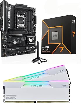 Micro Center CPU Motherboard Memory 3-in-1 Combo AMD Ryzen 7 9700X CPU Processor with ASUS TUF Gaming B850-PLUS WiFi ATX Motherboard and KLEVV CRAS V RGB DDR5 32GB 2x16GB 6000MHz CL30 Ram Memory
