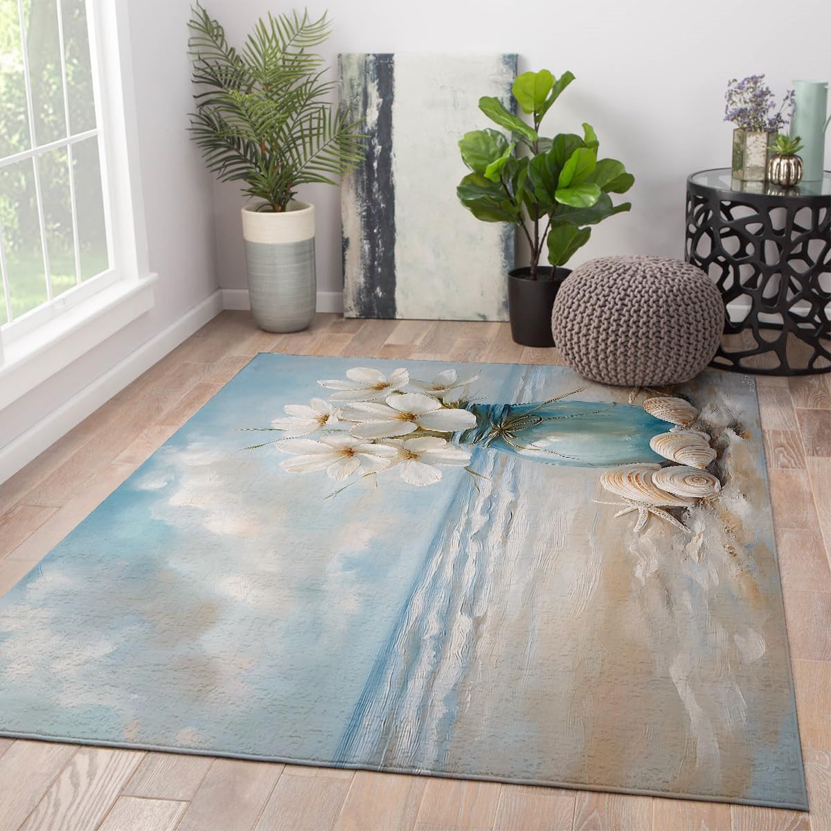Tapis d'espace lavable antidérapant 90x150 motif étoile de mer