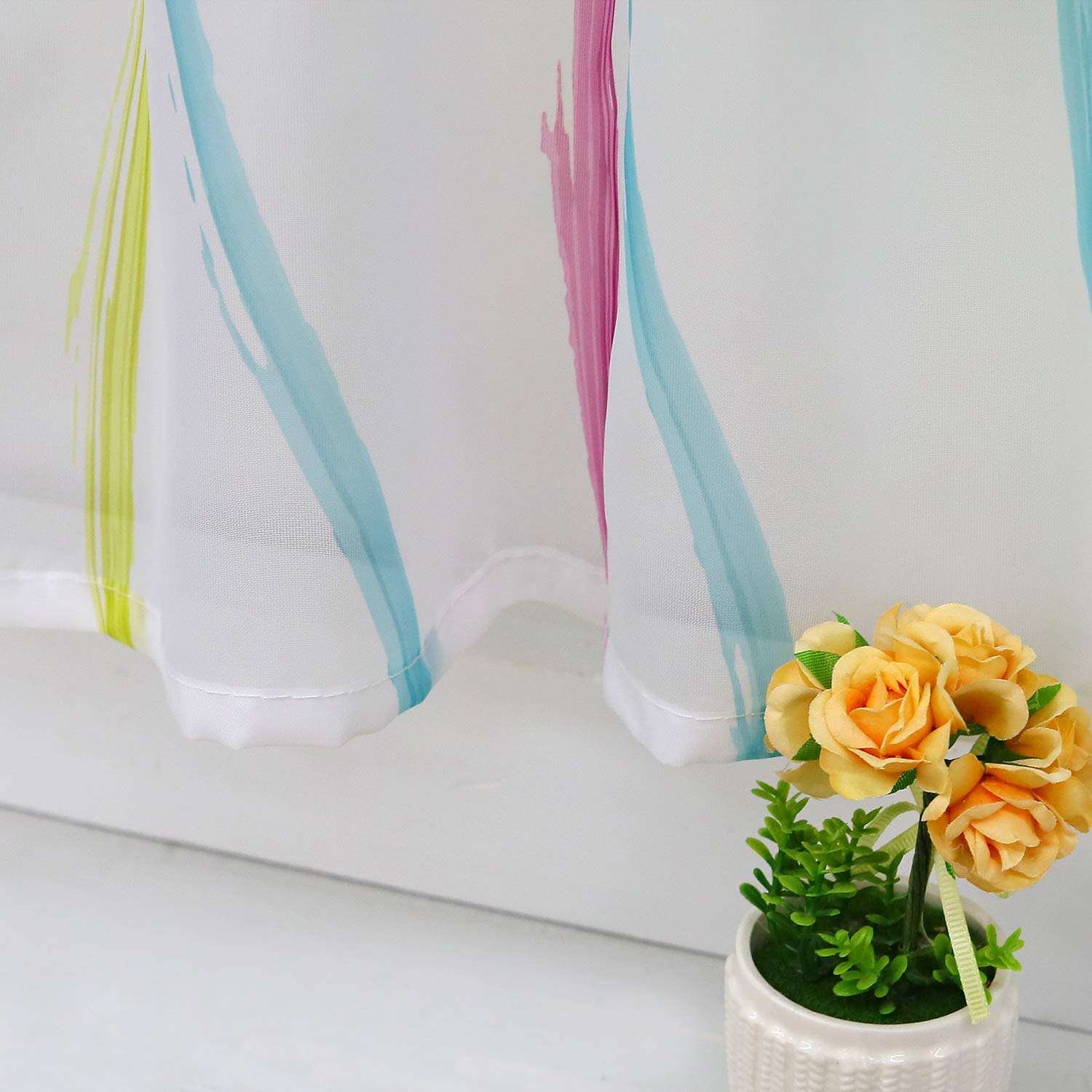 HongYa 1 Pièce Rideau Brise Bise Motif De Papillon Transparent Avec