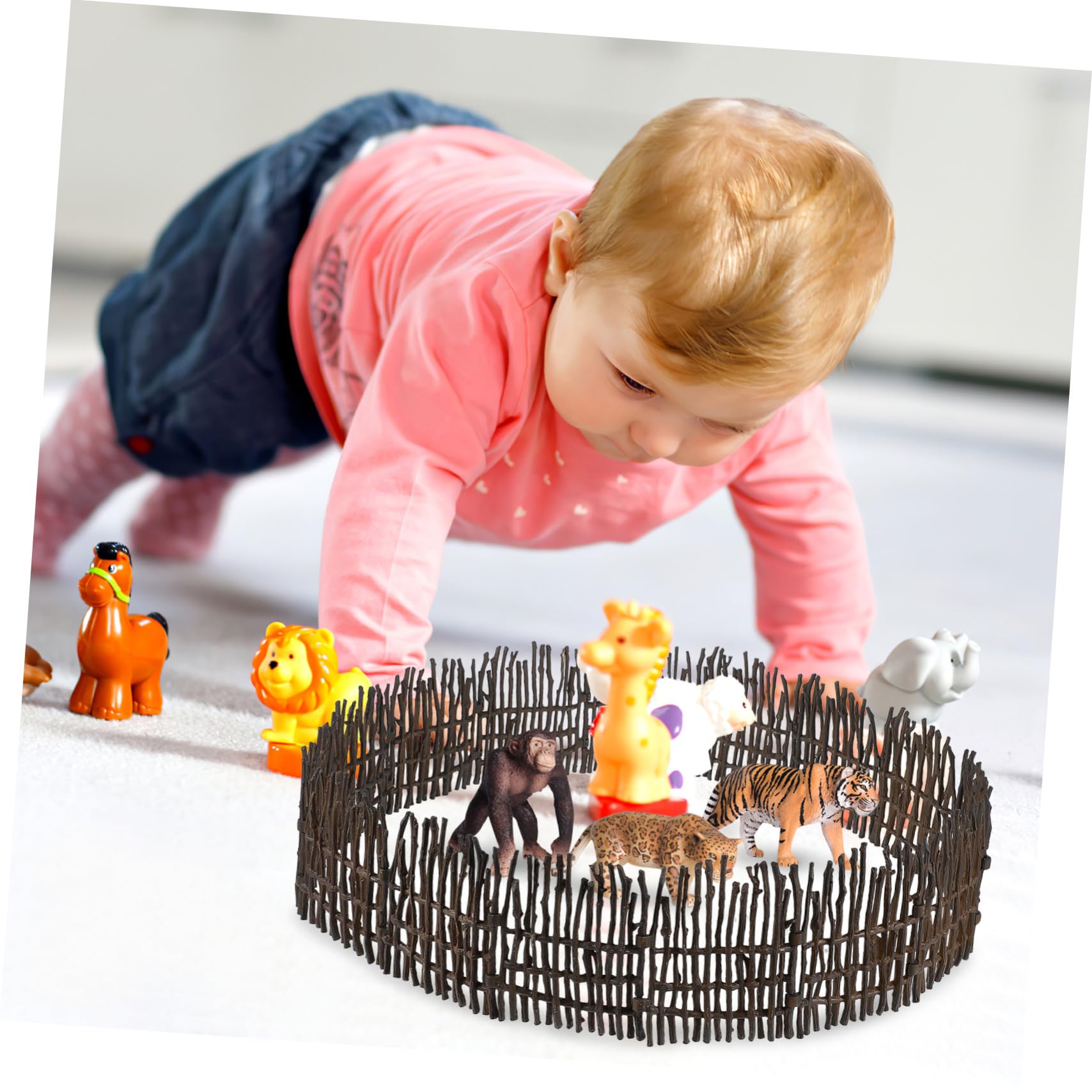 TOYANDONA de Vallas de Juguete y Material PVC para Animales de Granja Apariencia Realista Juego de 40 Piezas Accesorio Adecuado para Construcciones de Granja