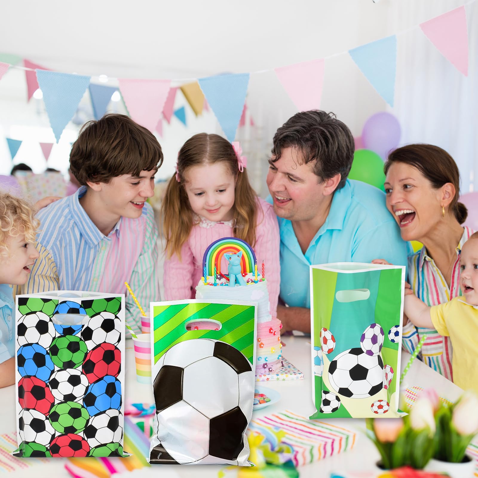 30 Sacchetti Regalo Tema Calcio Cozlly | Bomboniere Per Feste Compleanno Ragazzi In Plastica 17x25 Cm - 5