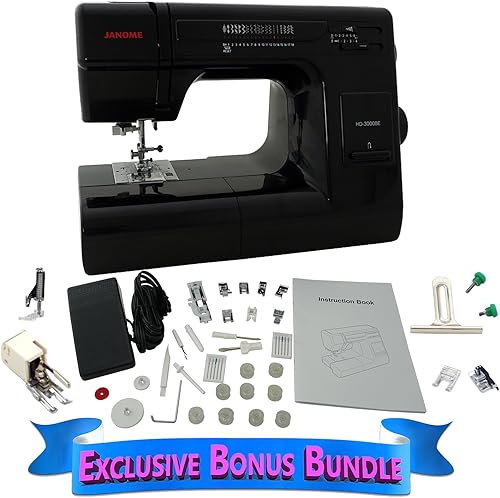 Janome HD 3000 BE Black Edition con paquete de bonificación exclusivo