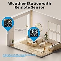 Vista 6 de uzoli Reloj Despertador de Proyección Estación Meteorológica, Reloj Proyector Atómico WWVB con Sensor, Retroiluminación Ajustable, Temperatura