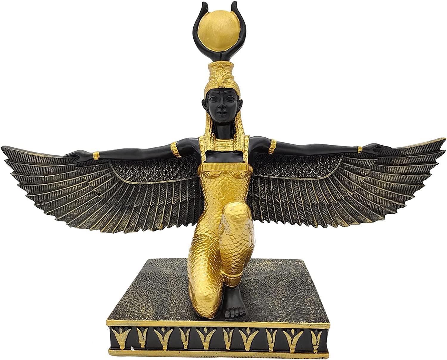 古代エジプト彫刻 イシス神 翼を広げた自然と神秘の女神 - 置物彫像 