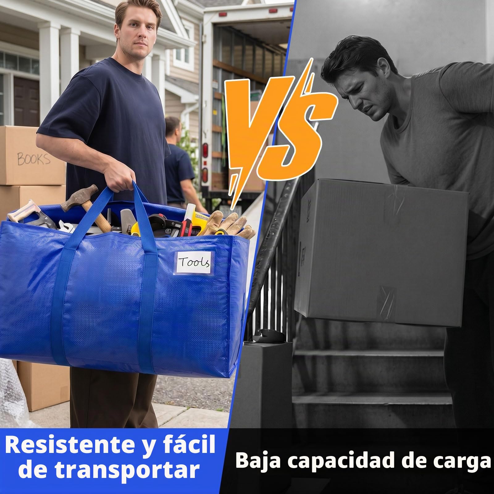 Pack de 6 Bolsas de Mudanz, 94L Grande Bolsa de Almacenamiento | Impermeable Bolsas de Mudanza con Cremallera y Asa, Organizador de Ropa, Bolsa Extra Grande para Mudanza y Viaje