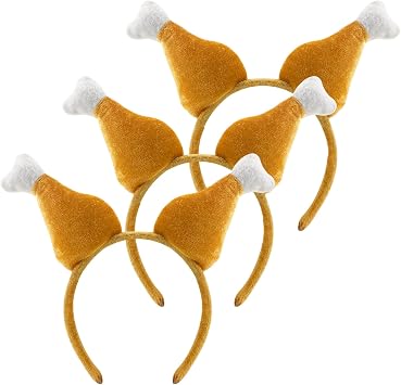 Camlinbo 3 Packs Thanksgiving Headband, Turkey Drumstick Headbands for Thanksgiving Day Costume Party Accessories