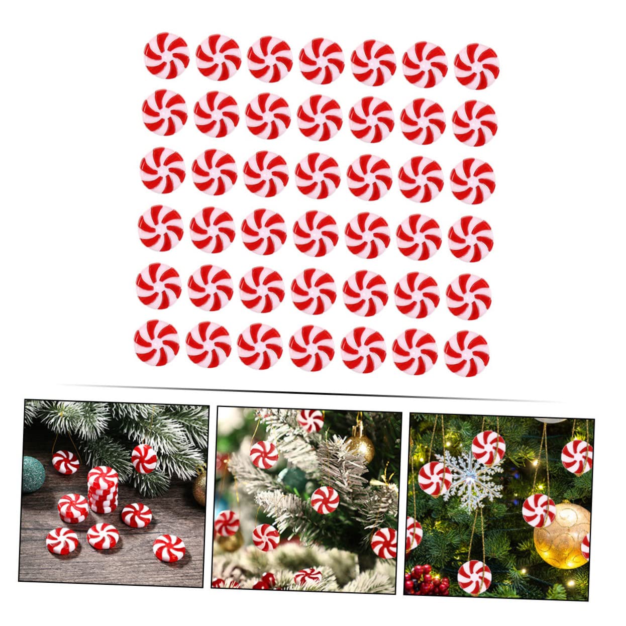 ABOOFAN 5 Sätze Süßigkeiten-weihnachtsdekorationen Süßigkeiten Christbaumschmuck Weihnachtsbaum Süßigkeiten Weihnachtssüßigkeiten-DIY- Weihnachtslichter Rot Acryl 50 Stück * 5