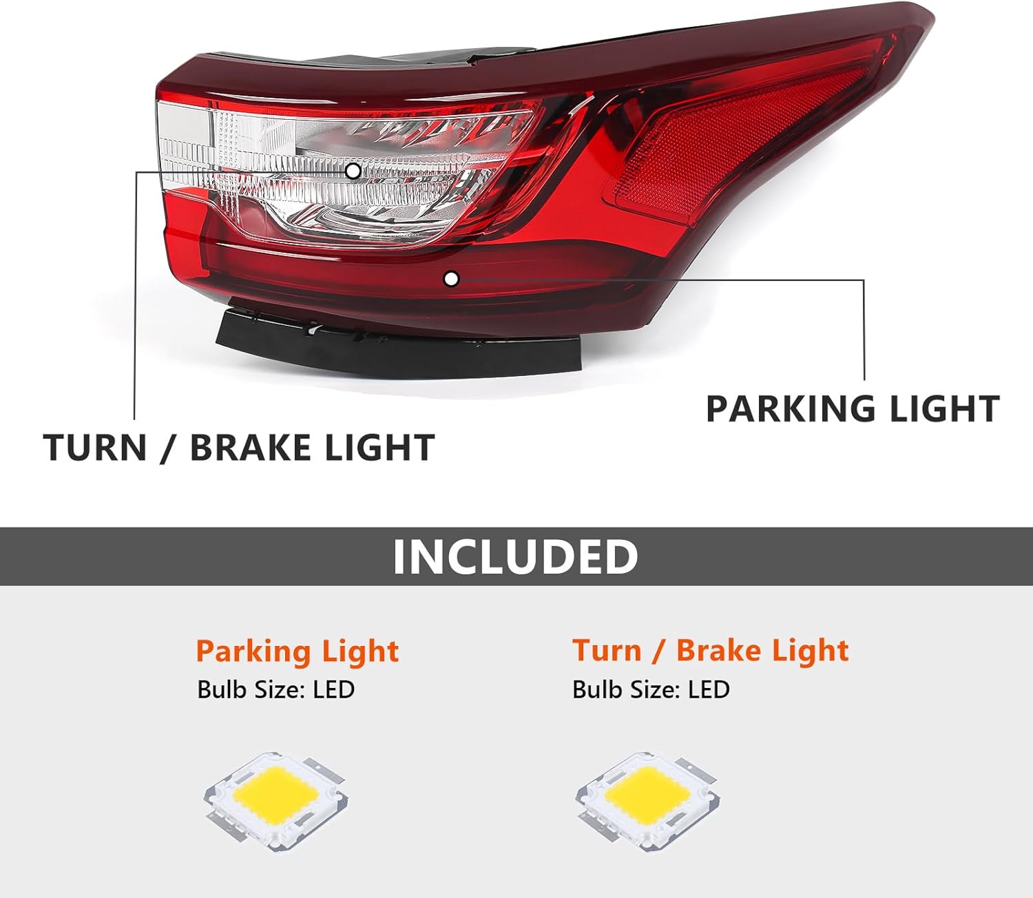 FIONE LED Outer Tail Light Assembly Compatible with Chevy Traverse 2018 2019 2020 2021 Brake Rear Light Right Passenger Side RH