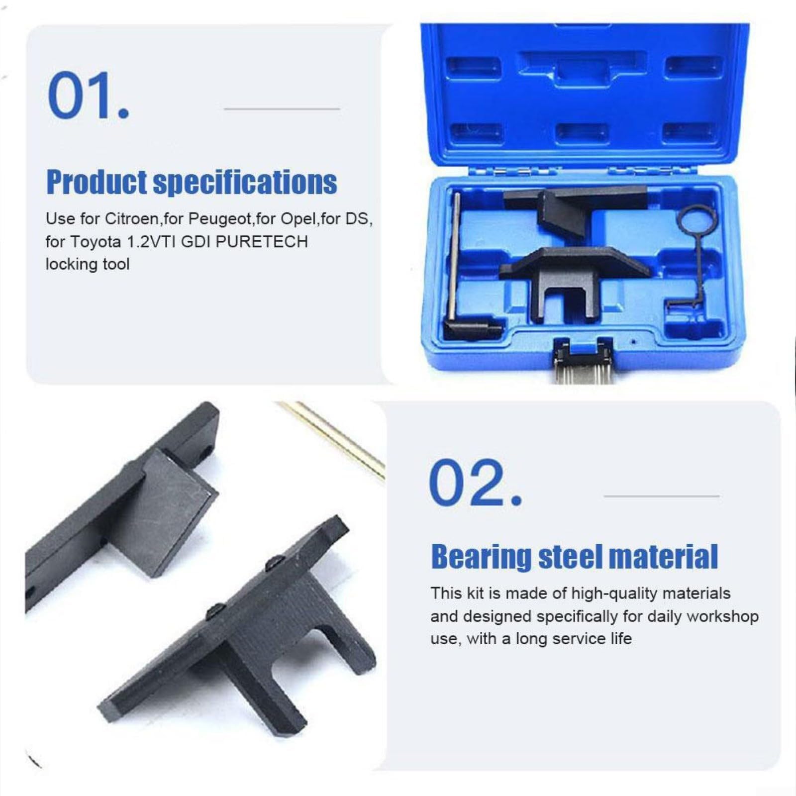 Kit di strumenti per la messa in fase del motore per albero a camme 1.2 GDI EB2 Set di bloccaggio del volano professionale Garage Officina Controllo della cinghia Robusta costruzione in