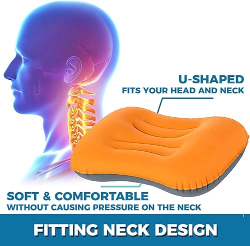 Miniatura 6 de SUNYAO Almohadas inflables ultraligeras para campamento compresibles, compactas, inflables, cómodas, ergonómicas para soporte de cuello y lumbar