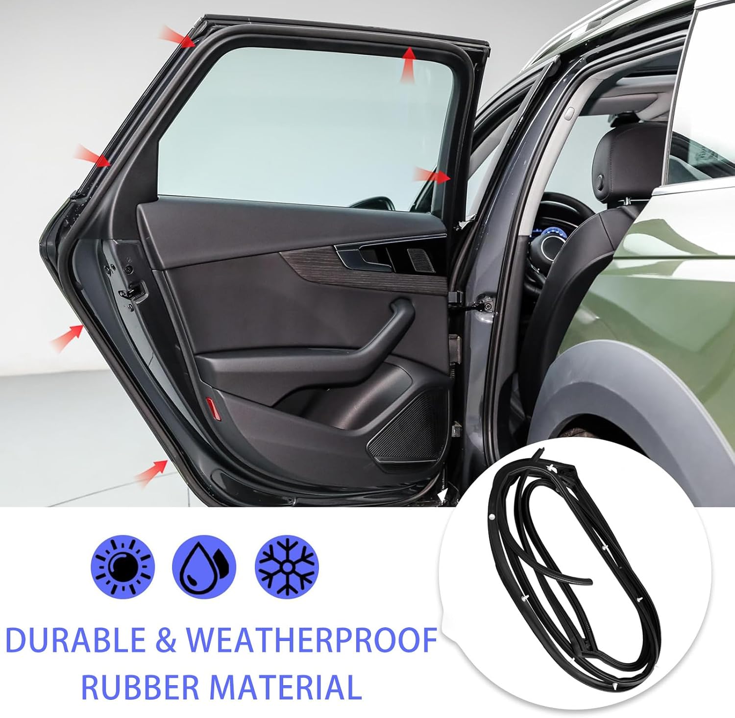 Car Door Seal Automotive Weather Stripping for Nissan Tiida 2005 2006 2007 2008 2009 2010 2011 80831-ED500 80830-ED500 82831-ED500 82830-ED500,Rubber Seal Strip,Edge Protector Strip