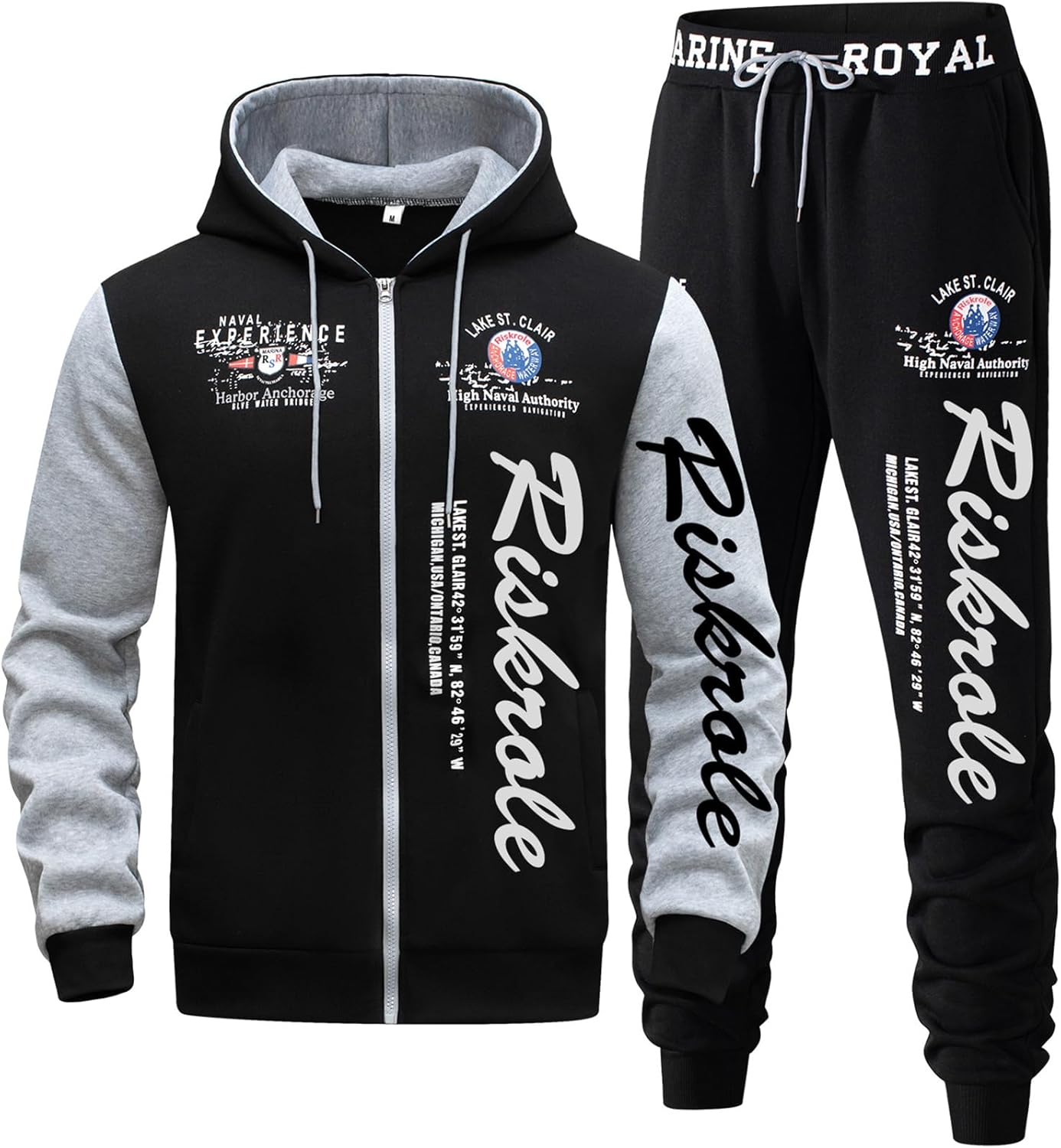 Men’s Hoodie Tracksuit Set 2 Pieces Casual Athletic Warm Sweatsuits Zip up Outfits - Image 2