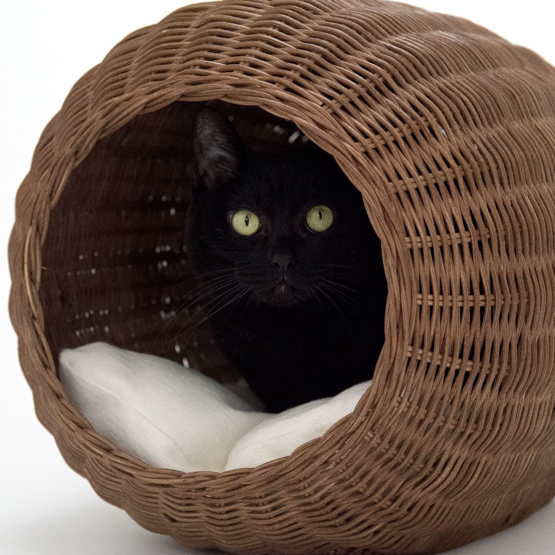 Amazon | 猫用ベッド ゴロにゃんオリジナル ラタン コクーン ブラウン