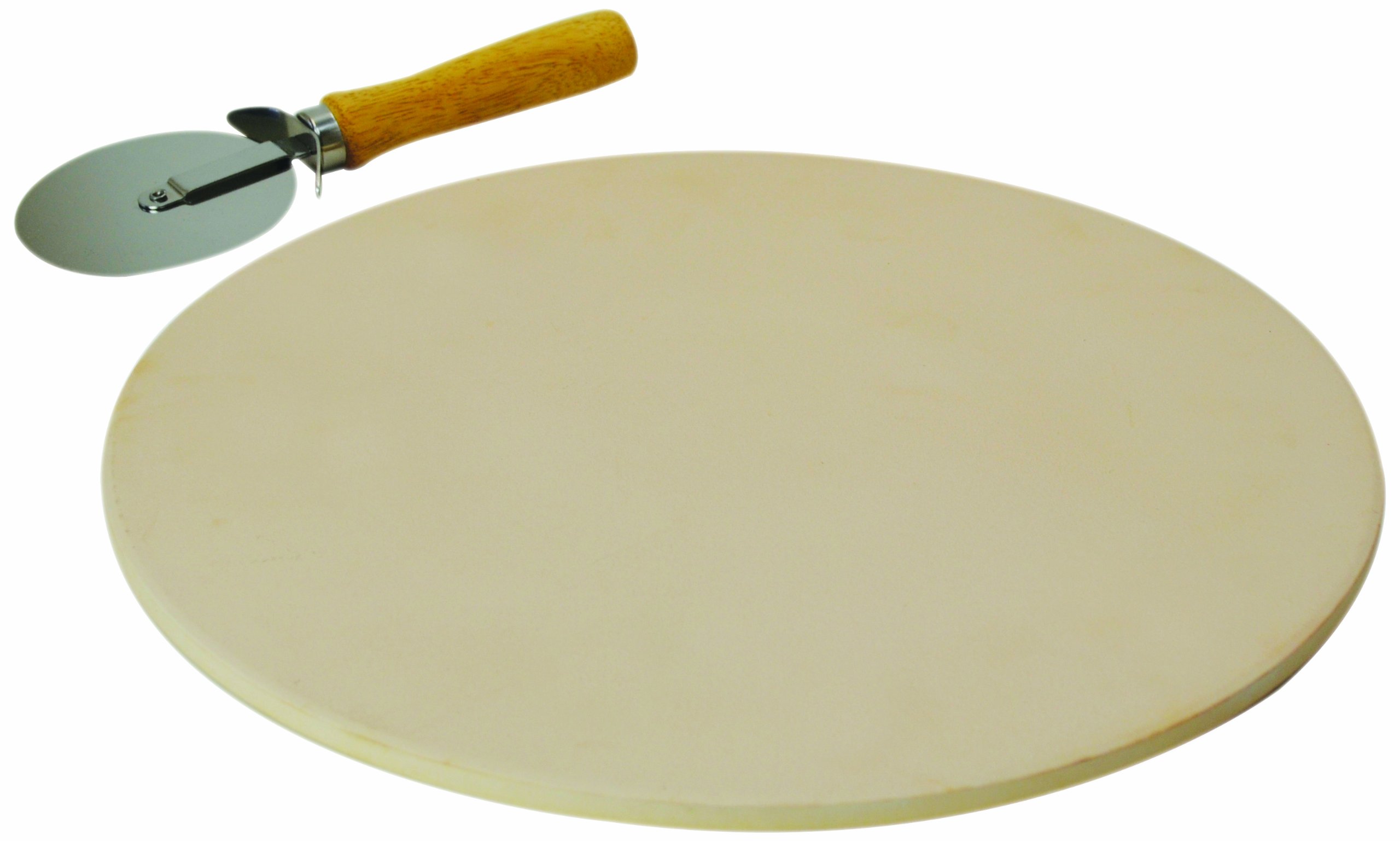 Ecolution Kitchen Extras Pizza Stone with Wooden Handle Cutter, 15-Inch by Ecolution