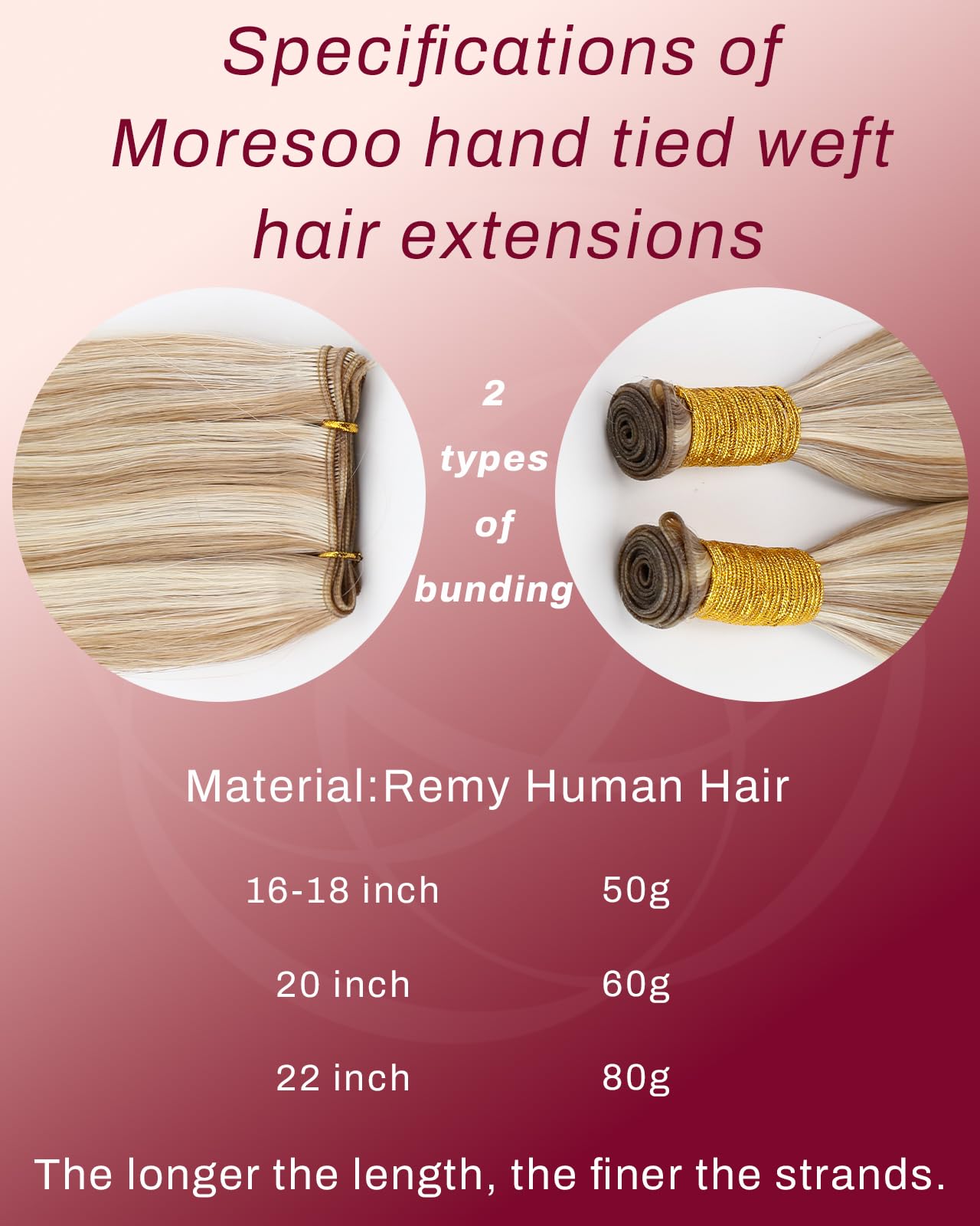 Moresoo Weft Hair Extensions Real Human Hair Medium Brown Highlighted Platinum Blonde Sew in Human Hair Extensions Brown to Blonde Full Head Remy Straight 18 Inch 100g/Pack #P6/60 — view 46