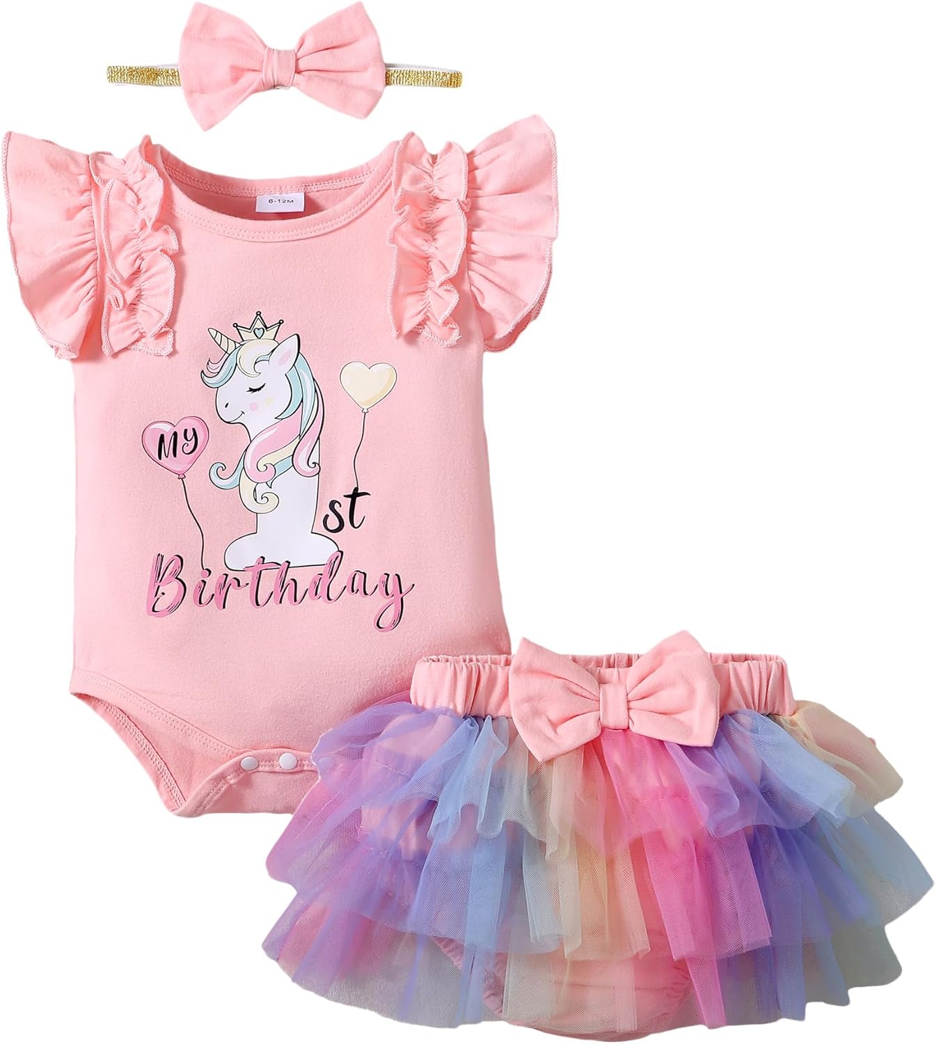 Mioglrie Baby Girl Clothes 1st Birthday Girl Outfit Romper Tutu Skirt Set 3 6 12 18 Months Half Birthday Girl Outfit