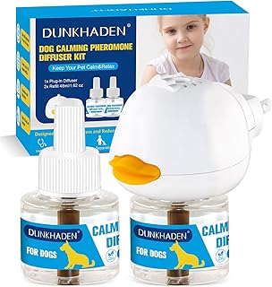 Dog Calming Pheromone Diffuser for Relief Anxiety, Reducing Barking, Attacks and Combating Stress & 3 in 1 Calming Diffuser for Dogs 48ML 2 Refills Fit All Dogs