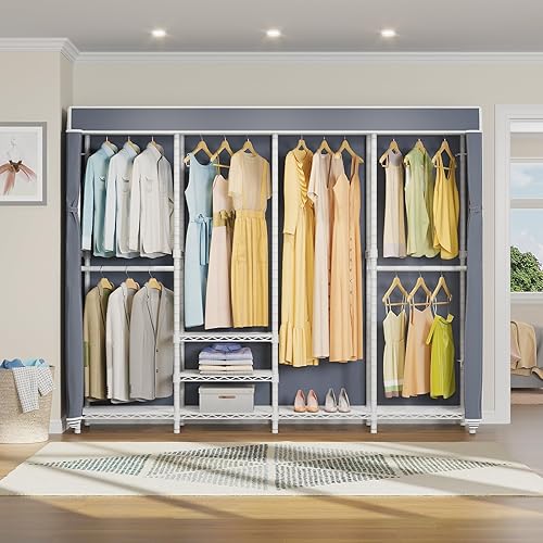 Vista 25 de VIPEK V40C - Perchero de ropa cubierto resistente con cubierta, armario independiente personalizado, armarios portátiles para dormitorio, armario