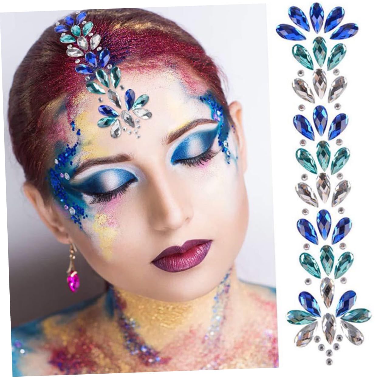 FRCOLOR 10piezas Pegatinas Para Maquillaje y Fiesta Adornos Faciales De Acrílico Para Mujeres Para y