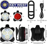 Vista 2 de Juego de faros LED para bicicleta recargables USB y luces traseras LED (juego de 2 luces)