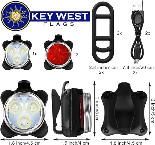 Miniatura 2 de Juego de faros LED para bicicleta recargables USB y luces traseras LED (juego de 2 luces)