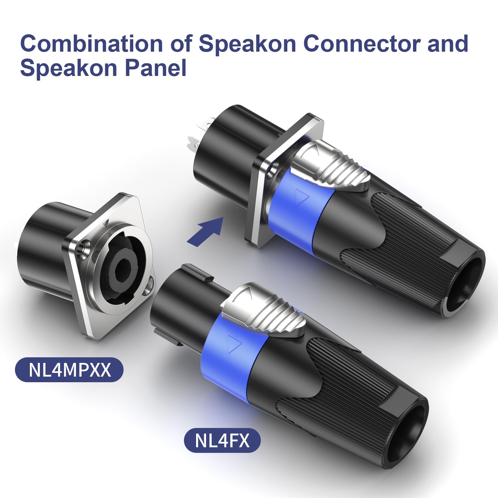 GCTBL 10Pack Connettore Speakon, Adattatore per Altoparlanti Audio a 4 poli con Spina Speakon Compatibile con Speakon NL4FC, NL4FX, NL2FC