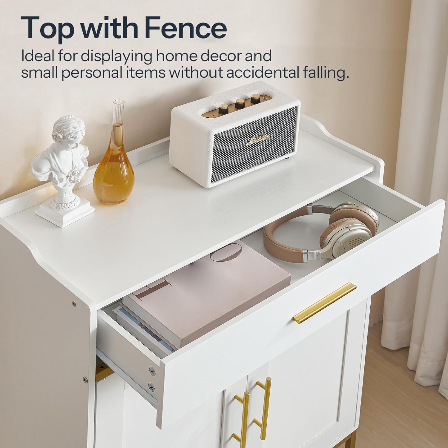 HOOBRO Shoe Storage Cabinet, 5-Tier Shoe Cabinet with Drawers, 36.6'' Tall Large Shoes Rack Organizer with Adjustable Shelves, Freestanding Wooden Shoes Cabinet Storage for Entryway, White DW14SC01