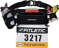 Fitletic Fully Loaded Hydration Running Belt: 12oz Quick-Flow Bottle, Bounce-Free Design, Gel Holders, Phone Pocket for Runners