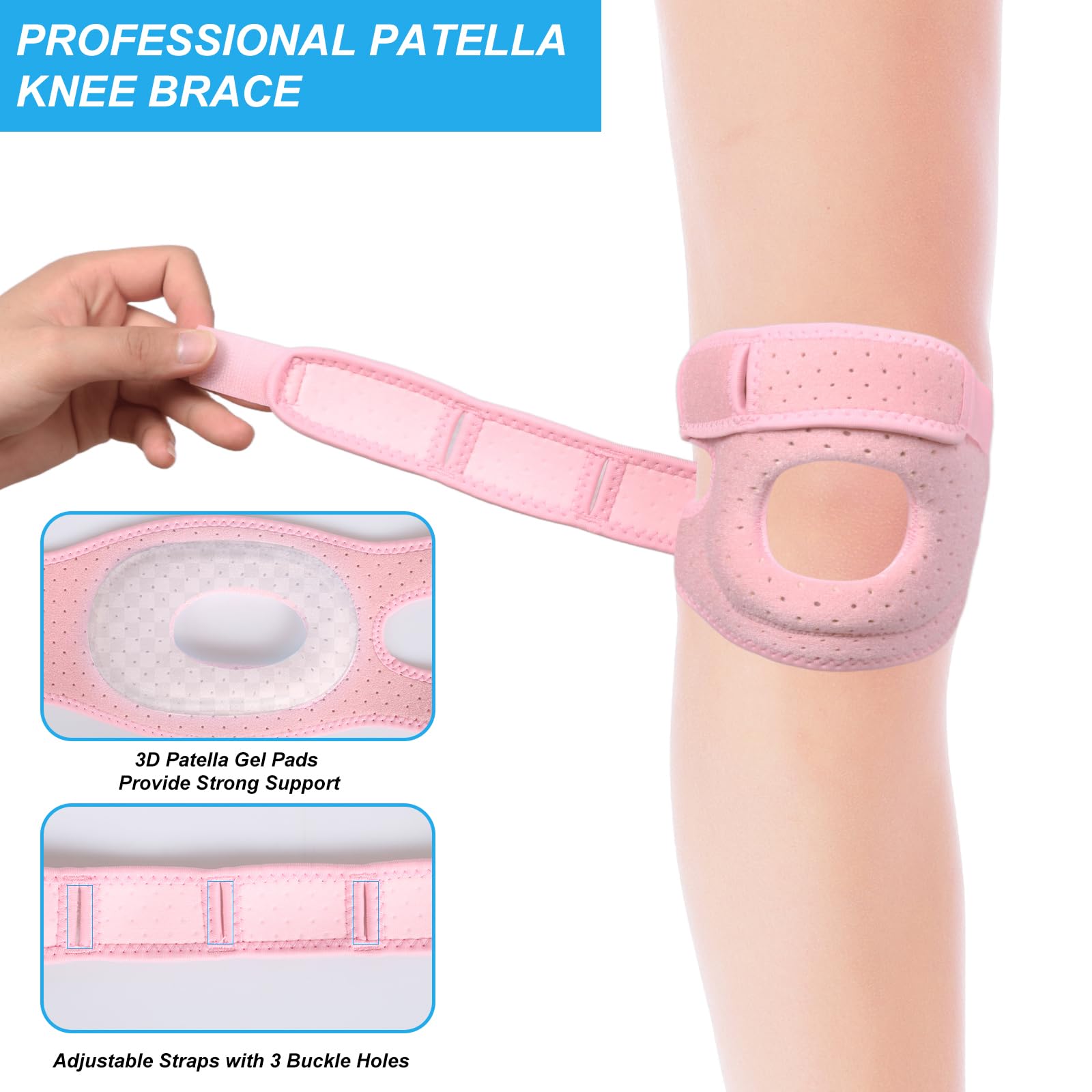 NuCamper Patella Tendon Support Strap, Adjustable Patella Band Knee Brace for Men & Women Pain Relief, Patella Stabilizer Knee Strap Support for Running, Basketball, Sports, Gym, Injury Recovery