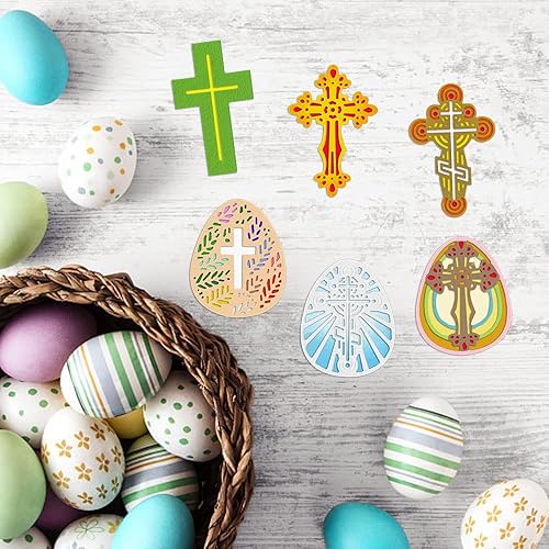 Miniatura 5 de ABTOLS Troqueles de corte de huevos de Pascua para hacer tarjetas, troqueles cruzados, huevos de flores, troqueles cruzados, plantilla de estampado