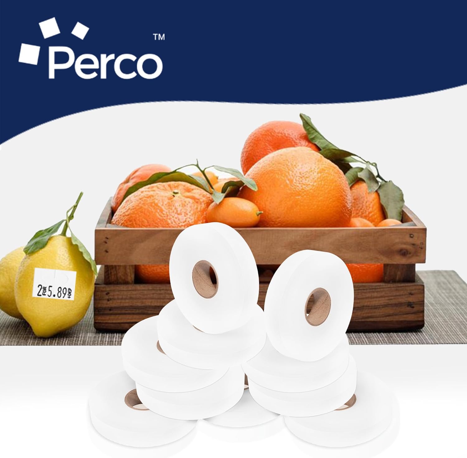 Perco White Pricing Labels for Monarch 1130 Price Gun - 1 Sleeve, 25,000 Blank Marking Labels - with Ink Roll Included