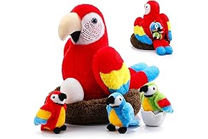 Meooeck Macaw Parrot Plush Toys Set for Parrot Gifts