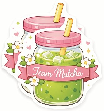 Cute Iced Matcha Latte Magnets - Kawaii Drink Decor - Cottagecore Kitchen Art - Aesthetic Fridge Set - 2 Pack - 5" Design - Sticks to Fridges, Lockers, Toolboxes & More - Made in USA - AQM20879