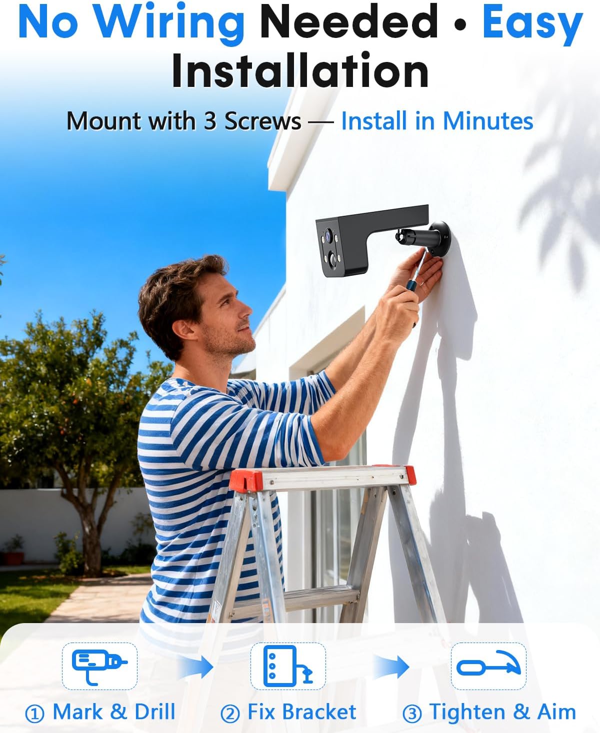 Solar Outdoor Wireless Camera 4 PCS - 2K HD, AI Motion Detection, Easy Setup, WiFi, Color Night,Outdoor Surveillance for Yard & Driveway, Black