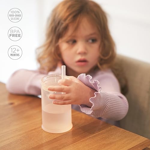 Miniatura 4 de Olababy Clear View - Taza de entrenamiento de silicona con tapa con pajilla, 9 onzas, entrenador para beber para niños de 12 meses en adelante,
