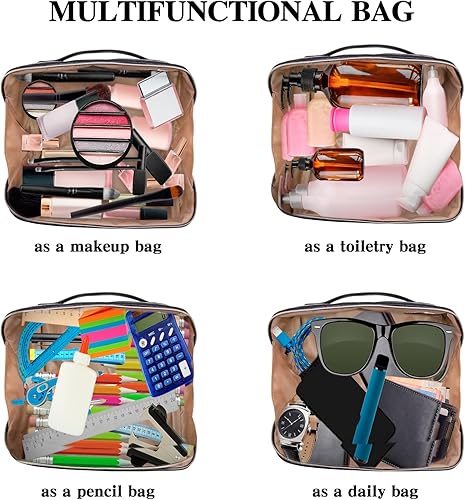 Miniatura 6 de Bolsa de maquillaje portátil que se abre plana para un fácil acceso, bolsa de cosméticos impermeable, bolsa de aseo personal, accesorios de viaje