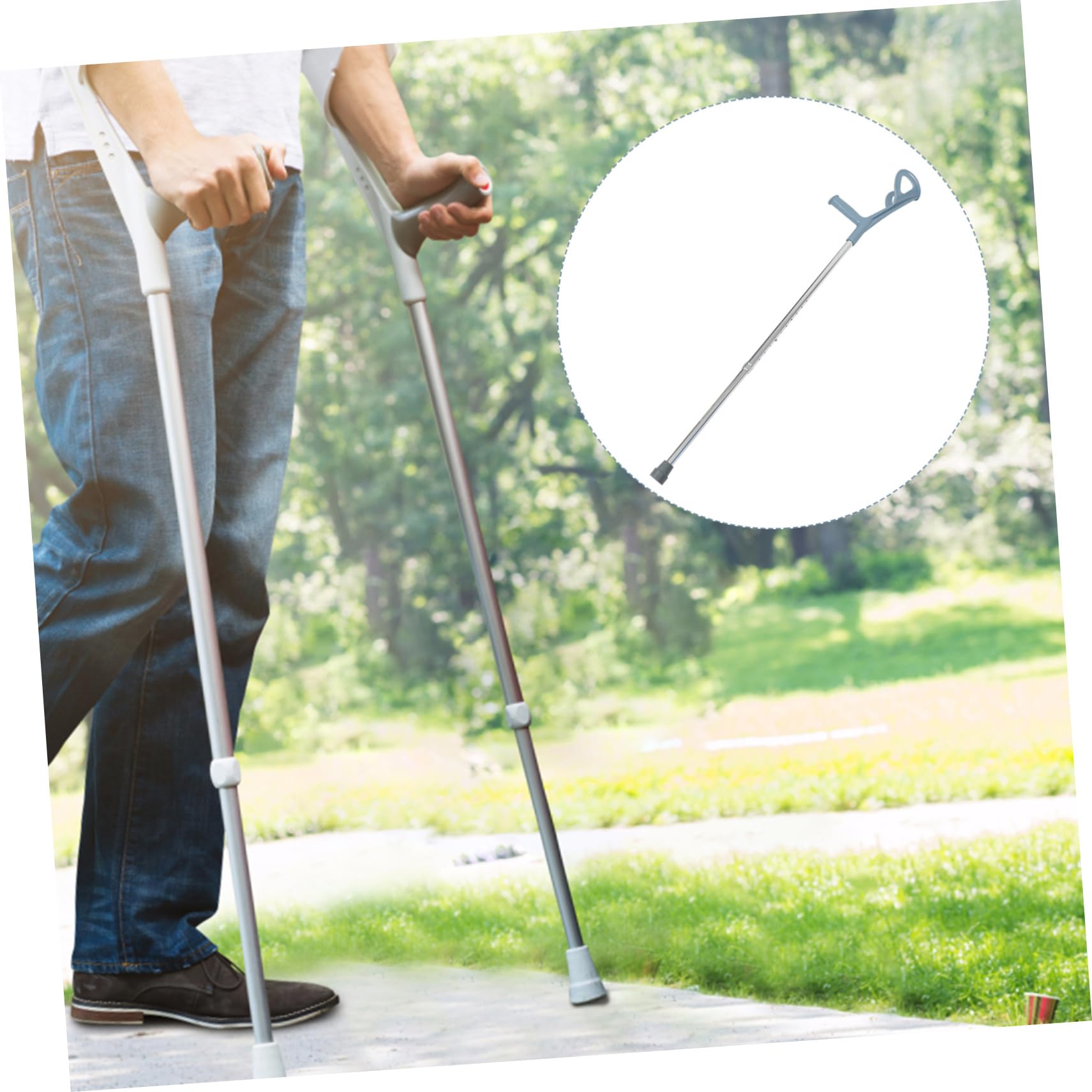 Ipetboom Adjustable Underarm Crutch Lightweight Walking Stick for Seniors Ergonomic Design Non Slip Foot Pads Mobility Aid for Elderly and Disabled Users