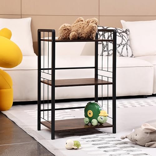 homsorout Estantería pequeña corta Estantería de 3 niveles para espacios pequeños, estante de metal industrial estrecho organizador de