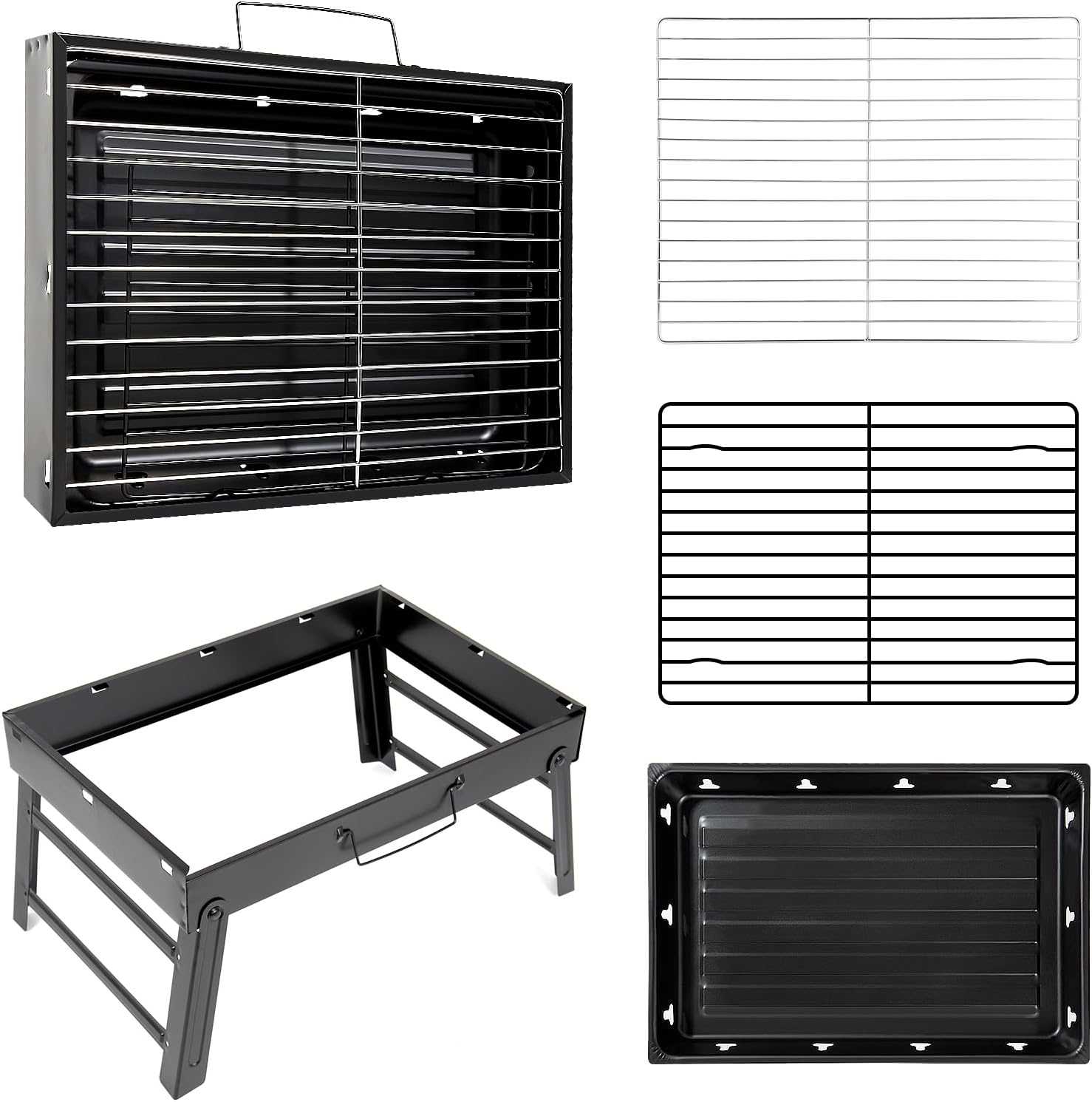 AGM, griglia a carbone, portatile, pieghevole, barbecue, scrivania, tavolo da esterno, in acciaio inox, per picnic, giardino, terrazza, campeggio, viaggi AGM, griglia a carbone, portatile, pieghevole, barbecue, scrivania, tavolo da esterno, in acciaio inox, per picnic, giardino, terrazza, campeggio, viaggi