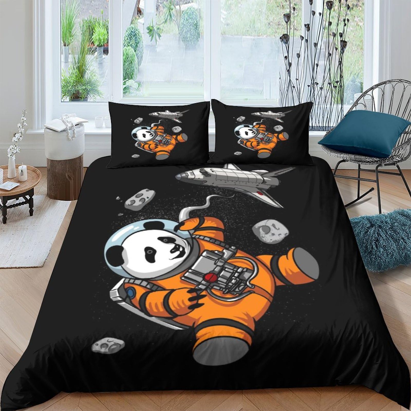 Housse de couette 3D astronaute parure de lit microfibre King 220x240
