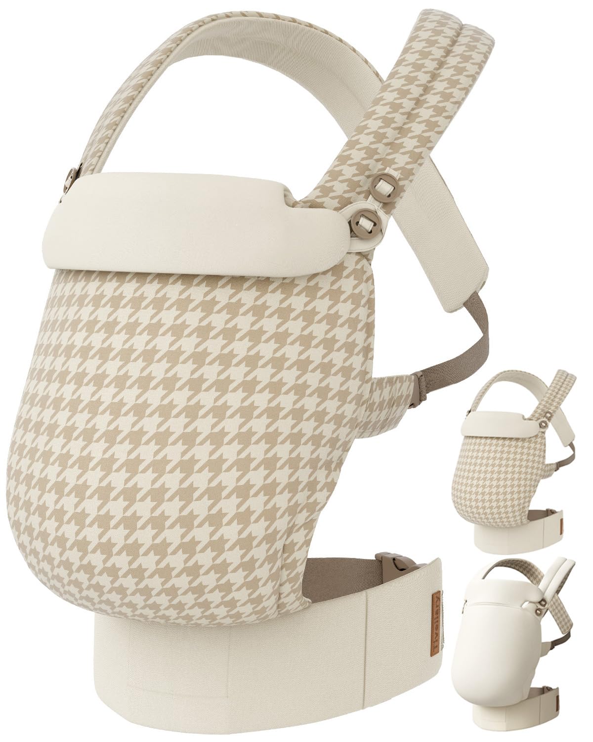 Reversible Baby Carrier, Khaki Solid & Houndstooth; Lightweight, Cooling & Breathable Lyocell Fabric; Ergonomic Lumbar Support and Quick Hands-Free Wear for Newborn to Toddler (7–44 lbs) Reversible Baby Carrier, Khaki Solid & Houndstooth; Lightweight, Cooling & Breathable Lyocell Fabric; Ergonomic Lumbar Support and Quick Hands-Free Wear for Newborn to Toddler (7–44 lbs)